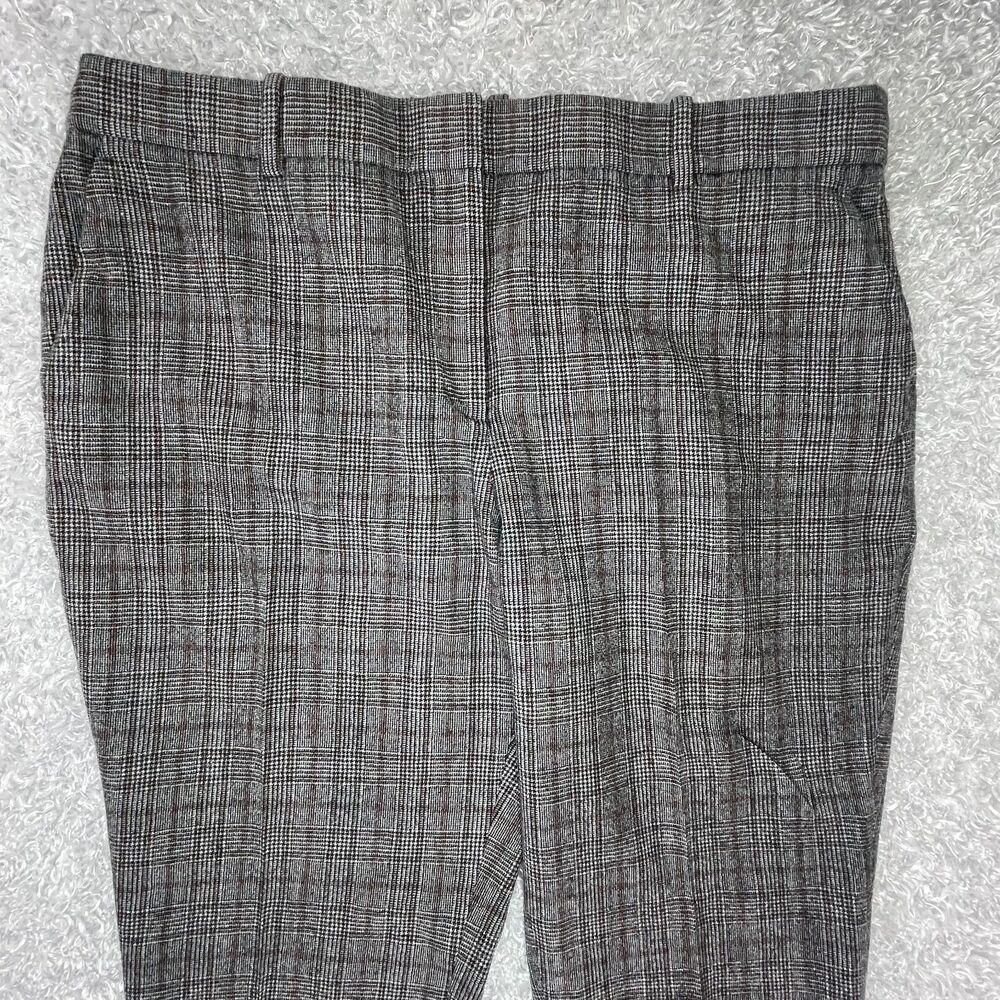 Theory Treeca 2 Maple Traceable Wool Pants 14 Gray Plaid Tapered Crop Trousers - Picture 3 of 14